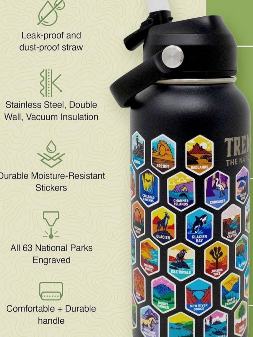 Trekking the National Parks Water Bottle - Black, new in box - Picture 5 of 13